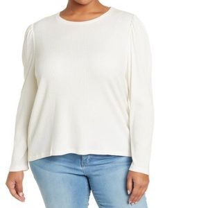 NWT Philosophy Ribbed Puff Shoulder Sweater in Ivory